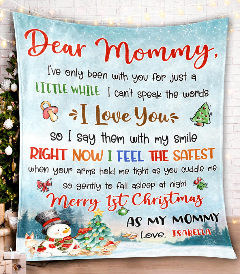 Personalized Blanket For Expecting First New Mom Merry 1St Christmas As My Mommy  Custom Name Gifts For Expecting Mom From Baby Bump For Christmas Xmas Birthday Fleece Sherpa Blanket