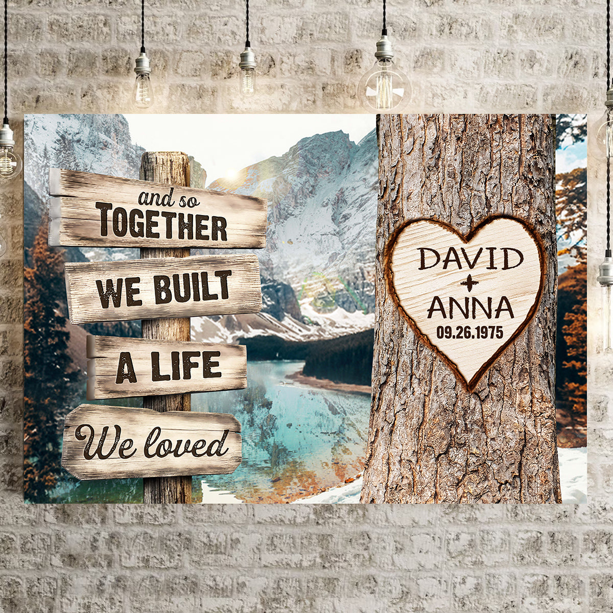 Personalized Couple Poster, And So Together We Built A Life We Loved Rustic Wood Sign And Tree Heart Design, Gifts For Him Her Honey, Canvas Prints Wall Decor, Gifts For Valentine