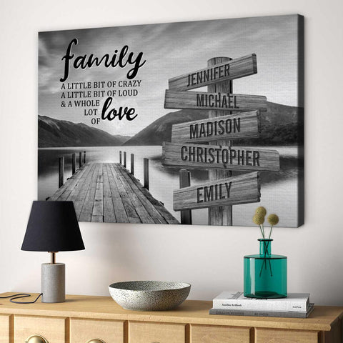 Personalized Canvas Wall Art For Mom Dad Grandma From Kids Grandkids A Little Of Crazy Loud And Lot Love Wooden Signs Custom Multi Name Poster Prints Home Decor Family Gifts For Birthday