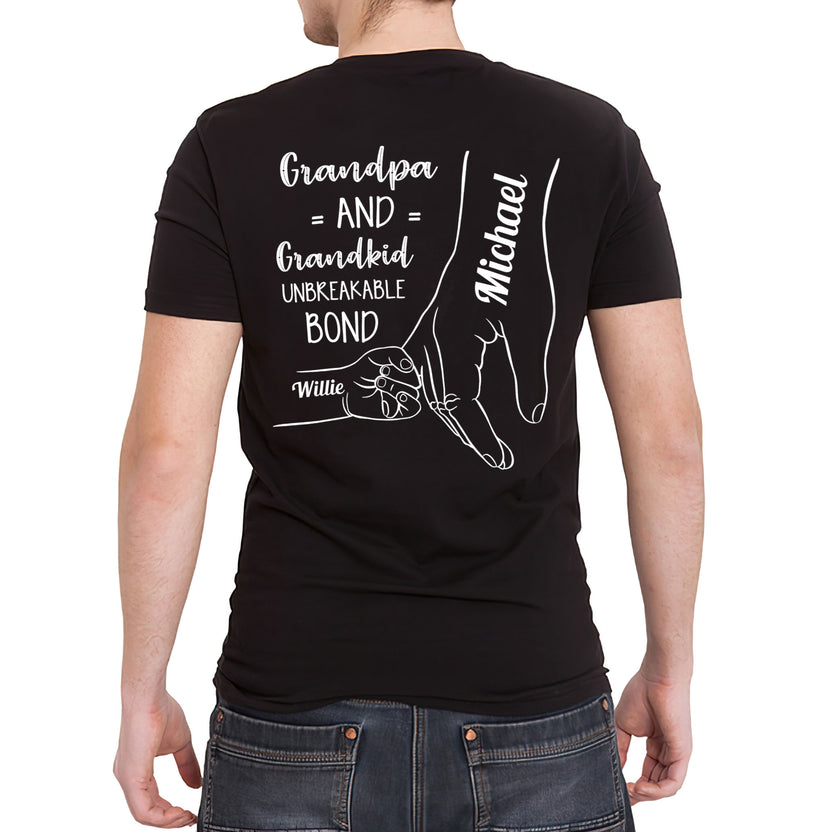 Personalized T-Shirt For Poppy From Grandchild Unbreakable Bond Between Grandma And Grandkids Custom Name Gifts For Grandparents Short Tee Shirt For Men Family On Birthday Fathers Day