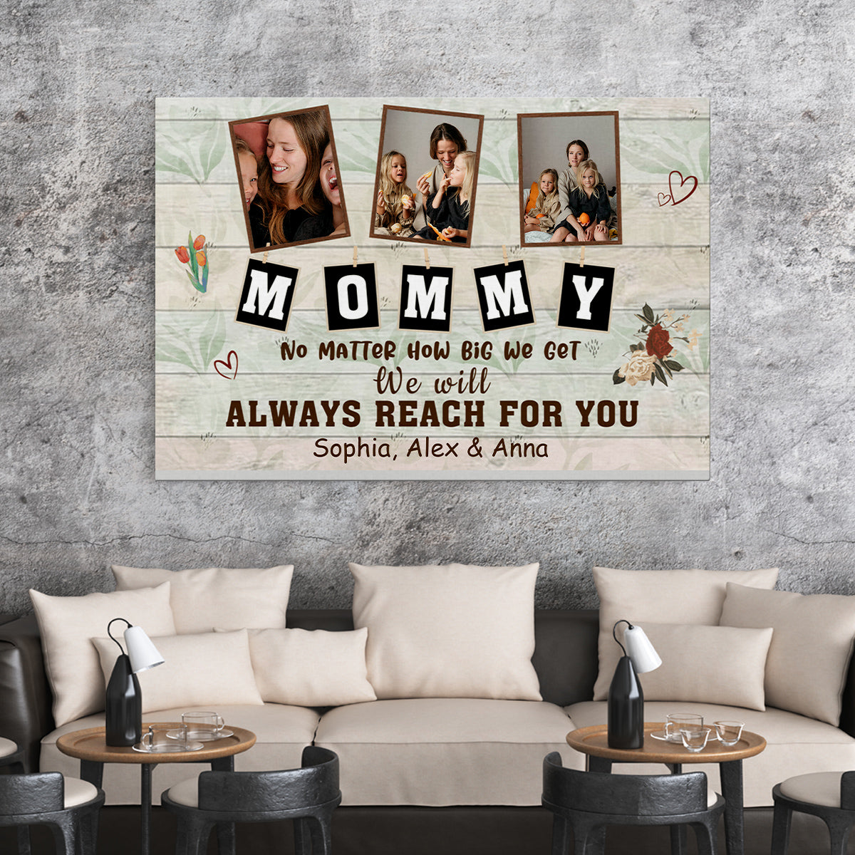 Gifts For Mother, No Matter How Big We Get We Will Reach, Personalized Canvas Wall Art, Gifts For Mother Mommy From Son Daughter Kids, Poster Prints Wall Decoration, Gifts For Birthday
