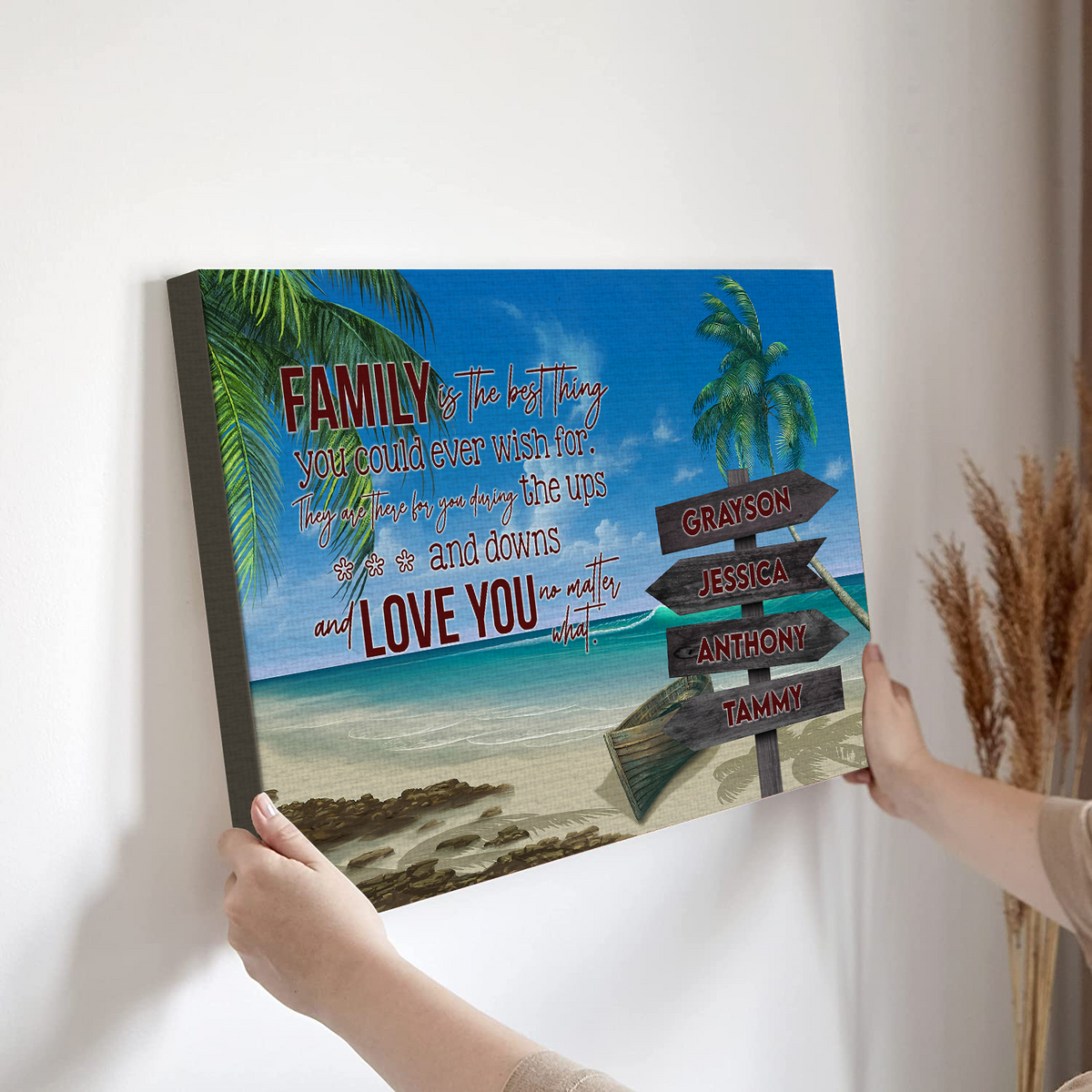 Personalized Canvas Wall Art For Mom Dad Kids From Son Daughter Beach Holiday Family Quotes Street Sign With Multi Names Printed Custom Multi Name Poster Prints Home Decor Family Gifts