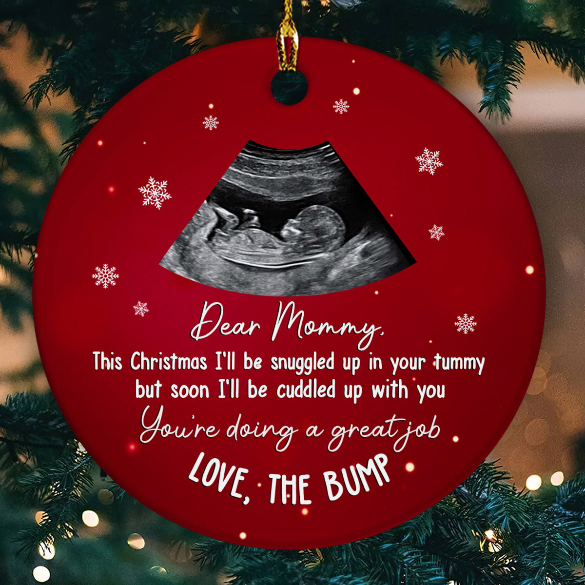 Mom To Be Gifts, This Christmas I'll Be Snuggled Upload Photo Ceramic Ornament, Personalized Photo Christmas Ornament, Gifts For Mom, Xmas Tree Decor, New Mom Keepsake, Gifts For Mother's Day