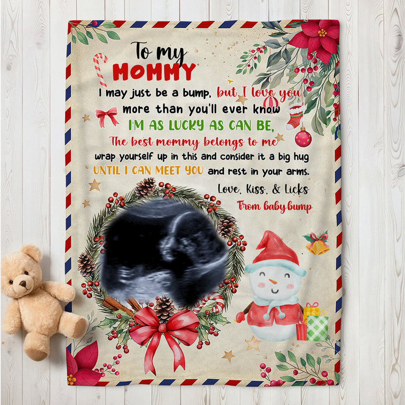 Mom To Be Gifts, The Mommy Belongs To Me Upload Sonogram Photo With Snowmans, Personalized Blanket, Gifts For Expecting Mom, Fleece Sherpa, Mom To Be Blanket, Gifts For Xmas