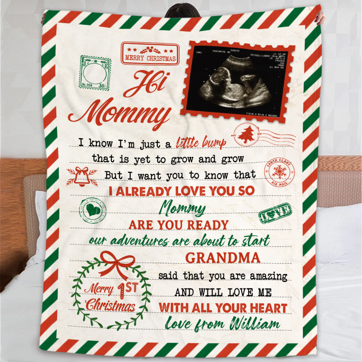 Personalized Blanket For New Mommy To Be From New Dad Baby Bump Grandma Said That You Are Awesome Ultrasound Gifts For New Mom Custom Name Photo Fleece Sherpa Blanket For Christmas