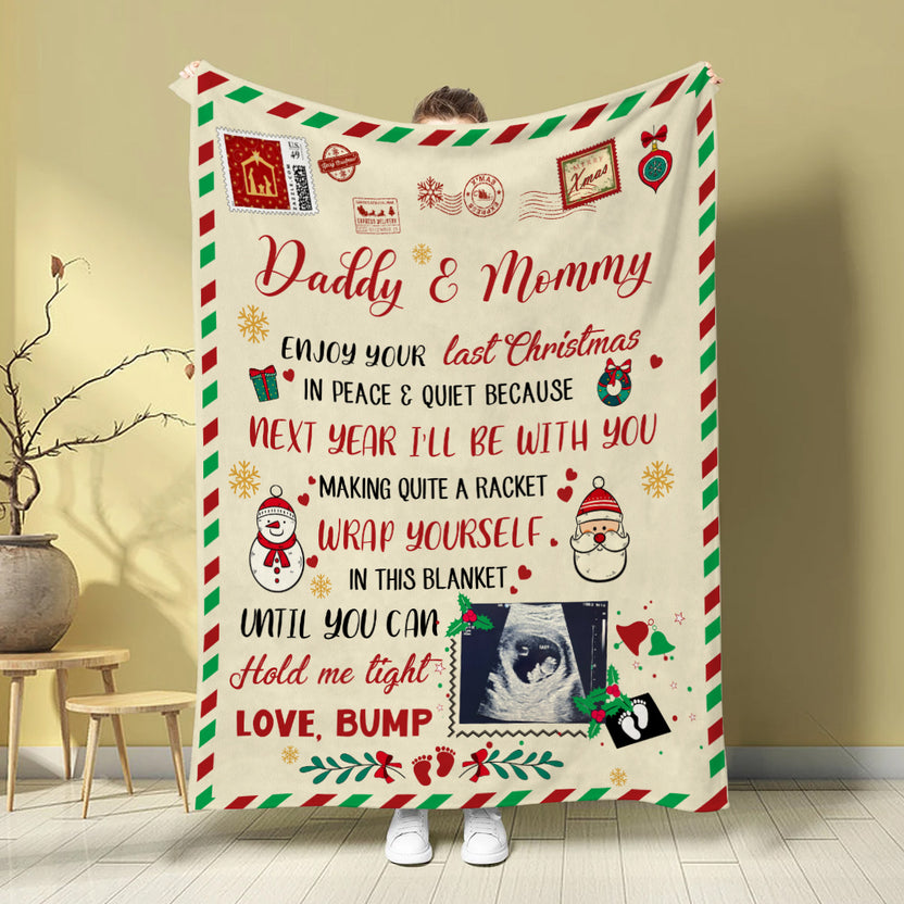 New Parents Gifts, Parent To Be Gifts From Baby Bump Blanket For Pregnant Wife Custom Sonogram Future Daddy And Mommy, Personalized Blanket, Gifts For New Parents, Fleece Sherpa Blanket