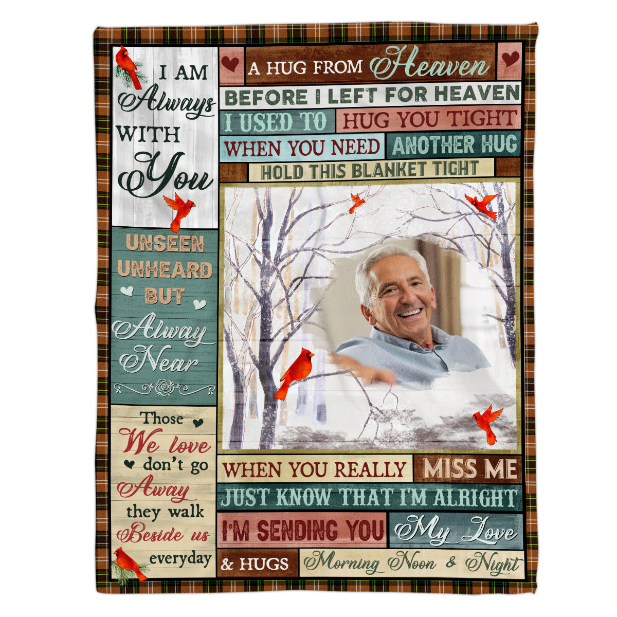 Memorial Gifts, Personalized Memorial Blanket With Photo, Hug From Heaven Im Sending You My Love Hugs, Loss Of Mom Dad Blanket, Fleece Sherpa, Memorial Gifts For Anniversary Birthday
