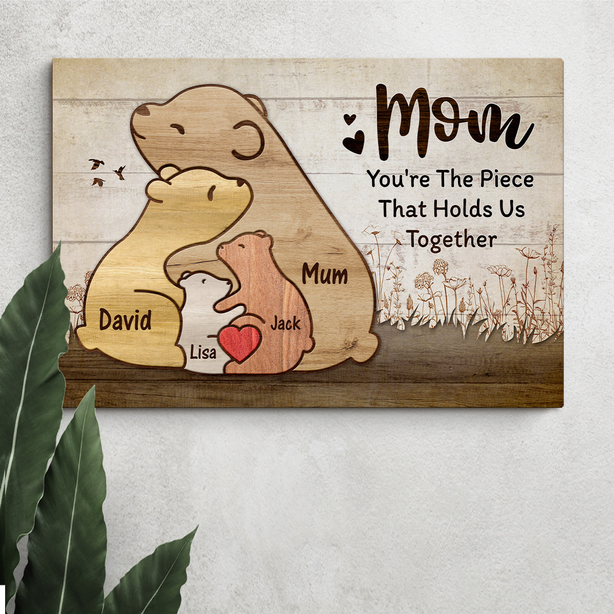 Useful Gifts For Mom You're The Piece That Holds Us Together Pieces Bears Mommy Kids Canvas Wall Art Poster Prints Wall Decor