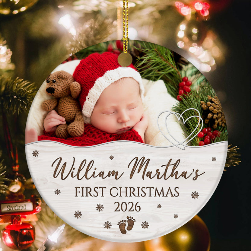 Custom Newborn Keepsake, First Christmas Tree Ornament, Tree Decoration, Newborn Holiday Decor, Personalized Photo Christmas Ornament, Gifts For New Siblings Baby Grandparents