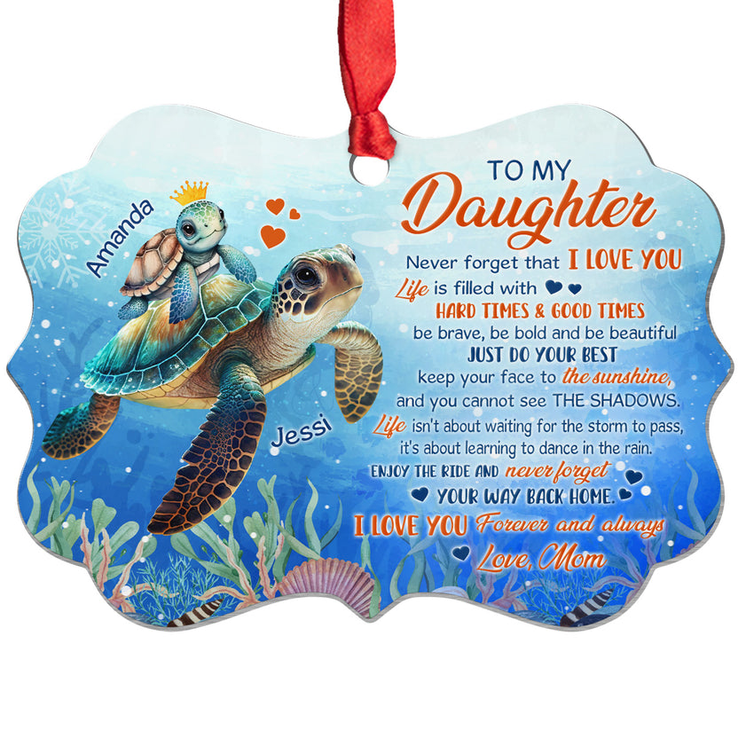 Daughter Gifts, Keep Your Face To The Sunshine Sea Turtle Medallion Aluminum Ornament
, Personalized Christmas Ornament, Gifts For Girls Babies From Mom Mother, Xmas Tree Decor Keepsake