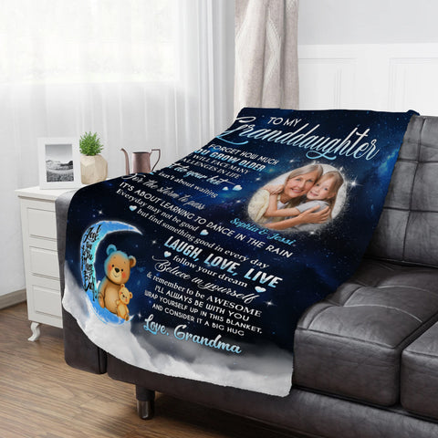 Gifts For Granddaughter, How Much As You Grow Older Cute Bear Upload Photo, Personalized Blanket, Gifts For Granddaughter From Grandma, Fleece Sherpa Blanket, Gifts For Christmas Xmas