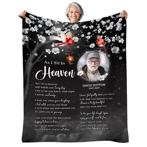 Sympathy Gifts, Memorial Blanket With Photo, Memorial Photo, Heaven Remembrance Blanket, Heaven Comfort Message, Loss Of Mom Dad, Fleece Sherpa, Funeral Gifts For Anniversary