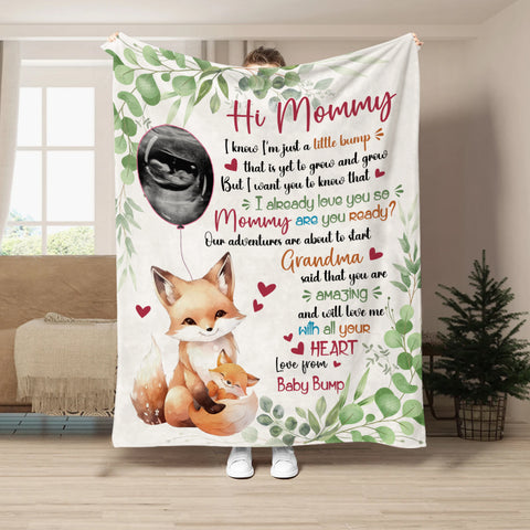 New Mom Gifts Ideas, I Already Love You Leaf Mommy Baby Fox With Balloon Botanical, Personalized Blanket, Gifts For New Mommy, Fleece Sherpa Blanket For Mother's Day