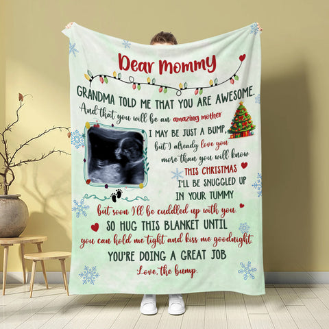 New Parents Gifts, Upload Baby Sonogram Grandma Told Me That You Are Awesome , Personalized Blanket, Gifts For New Mommy, Fleece Sherpa, 1st Time Mom Blanket, Gifts For Mother's Day
