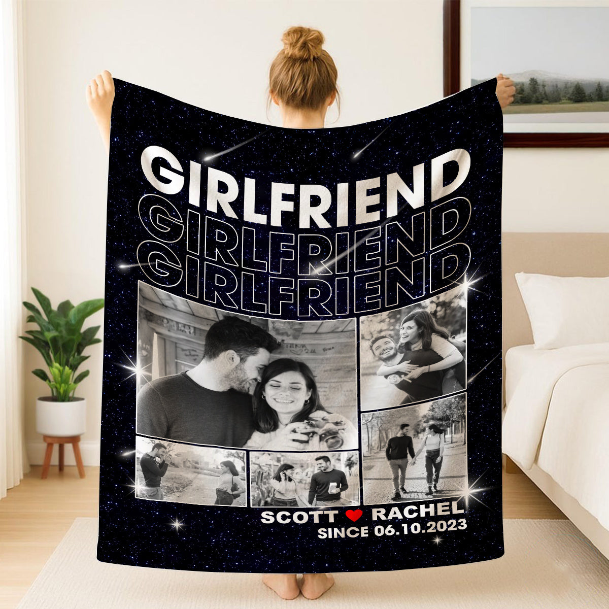 Gifts For Couple, Girlfriend Personalized Photo Custom Name Since Date, Soft Blanket With Picture  Gifts For Him Her Honey, Custom Fleece Sherpa Blanket Valentine Anniversary