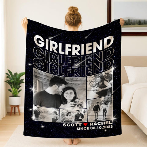 Gifts For Couple, Girlfriend Personalized Photo Custom Name Since Date, Soft Blanket With Picture  Gifts For Him Her Honey, Custom Fleece Sherpa Blanket Valentine Anniversary