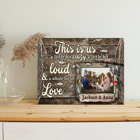 Personalized Name Fishing Canvas Artwork, A Little Bit Loud & A Whole Lot Of Love Phrase, Country Cabin Theme Decor, Personalized Canvas Wall Art, Gifts For Him Her  Poster Prints