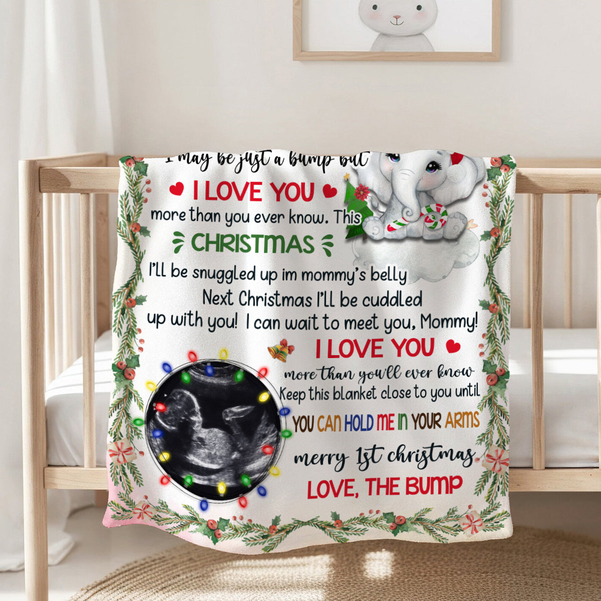 Mom To Be Gifts, Dear Mommy I Can't Wait To Meet You Elephant Baby Ultrasound Photo , Personalized Photo Blanket, Gifts For New Mommy, Fleece Sherpa, New Mom Blanket, Gifts For Xmas
