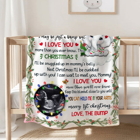 Mom To Be Gifts, Dear Mommy I Can't Wait To Meet You Elephant Baby Ultrasound Photo , Personalized Photo Blanket, Gifts For New Mommy, Fleece Sherpa, New Mom Blanket, Gifts For Xmas