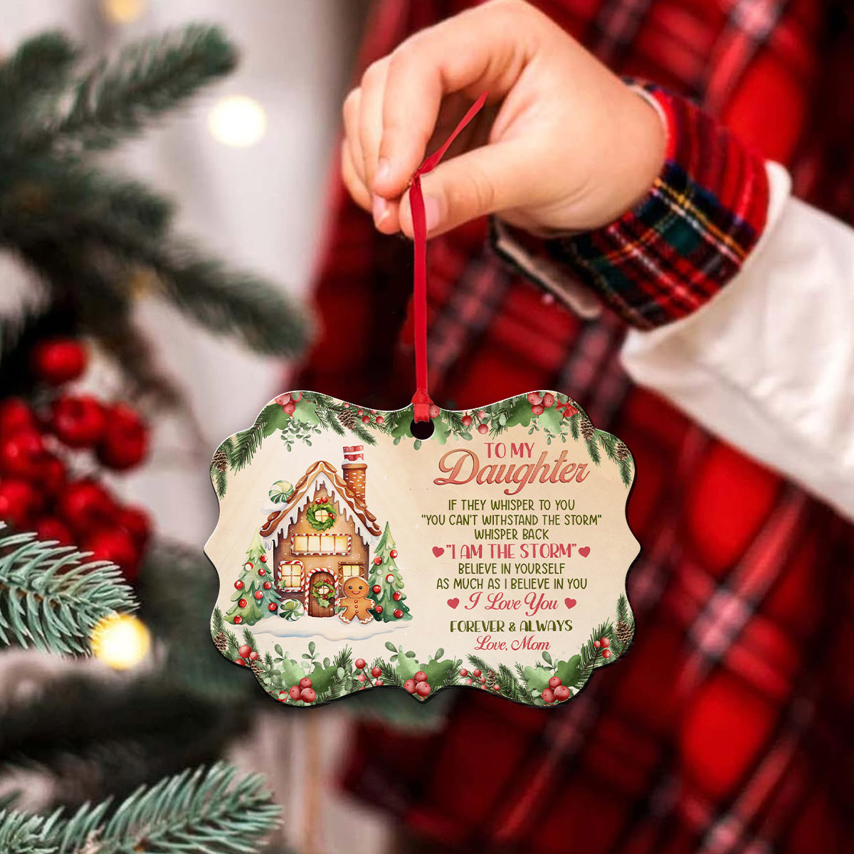 Cute Cookie House As Much As I Believe In You, To My Daughter Gingerbread House Ornament, Mom To Daughter Christmas Tree Aluminum Ornament, Holiday Decoration Gifts For Daughters Girls