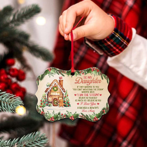Cute Cookie House As Much As I Believe In You, To My Daughter Gingerbread House Ornament, Mom To Daughter Christmas Tree Aluminum Ornament, Holiday Decoration Gifts For Daughters Girls