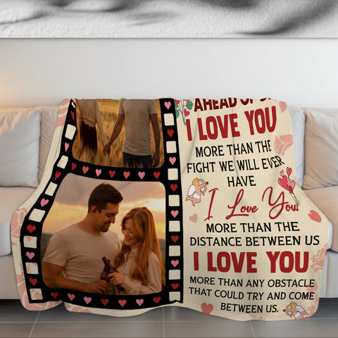 Personalized Photo Blanket, When I Say I Love You Blanket, Romantic Couple Gift, Anniversary Valentine Custom Love Film Strip Design