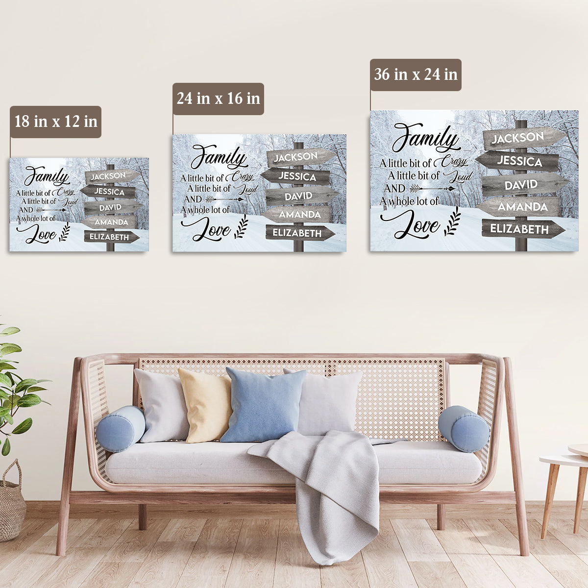 Family Gifts, Winter Family A Little Bit Of Crazy A Little Of Loud And Whole Lot Of Love Gifts For Mom Dad, Poster Canvas Art