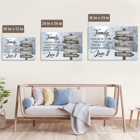 Family Gifts, Winter Family A Little Bit Of Crazy A Little Of Loud And Whole Lot Of Love Gifts For Mom Dad, Poster Canvas Art