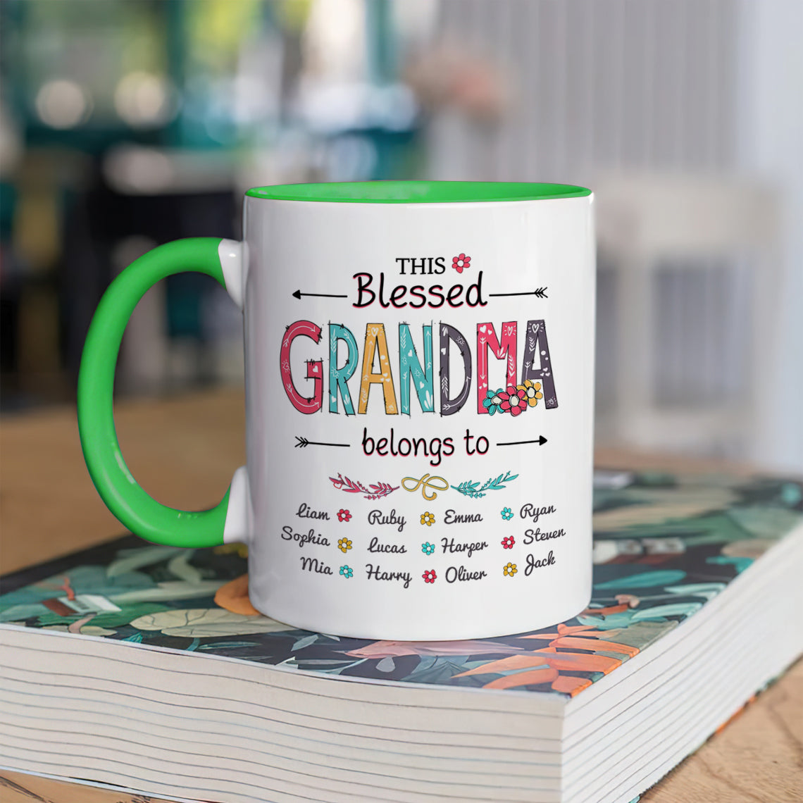 Personalized Coffee Mug For Mimi From Grandson This Blessed Grandma Belongs To Custom Nickname Names Mother's Day Custom Name Novelty Ceramic Cup 11 15Oz Grandma Gifts On Birthday Idea Gifts