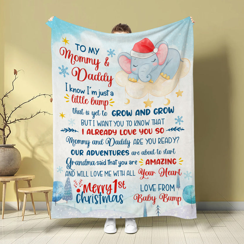 New Parents Gifts, Grandma Said That You Are Awesome Blue Elephant Sleeping In Moon, Personalized Blanket, Gifts For New Parents, Fleece Blanket, New Parents Blanket, Gifts For Xmas