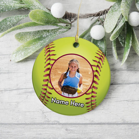 Personalized Xmas Sport Ornament For Son Daughter From Mom Dad Softball Gifts Softball Sport Player With Name And Photo Gifts