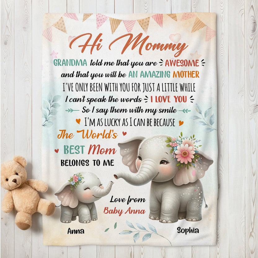 1st Time Mom Gifts, I've Only Been With You For A While Cute Mommy Baby Elephant, Personalized Blanket, Gifts For New Mommy, Fleece Sherpa, Blanket For New Mom, Gifts For Mother's Day