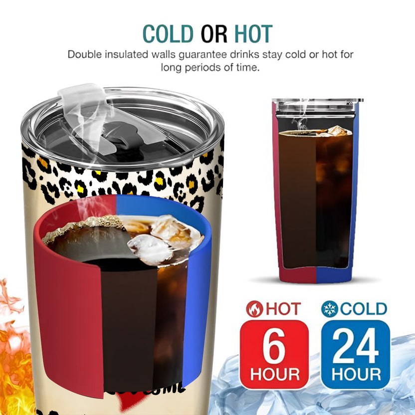 Personalized Name Wife Tumbler, I’M Not Spoiled My Husband Just Loves Me Quote, Wife Nutrition Facts, Leopard Stainless Steel Cup, Personalized Tumbler To Her From Him, 20oz Cup