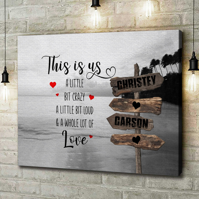 Family Gifts, Family A Little Bit Of Crazy Loud & A Whole Lot Of Love, Personalized Canvas Wall Art, Gifts For Mom Dad, Poster Prints Home Decor, Family Wall Hanging, Gifts For Birthday