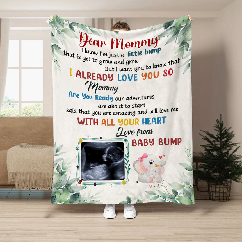 Mom To Be Gifts, I Already Love You So Baby Ultrasound Upload Elephants, Personalized Blanket, Gifts For Expecting Mom Mum, Fleece Sherpa, Blanket For Mom To Be, Gifts For Christmas