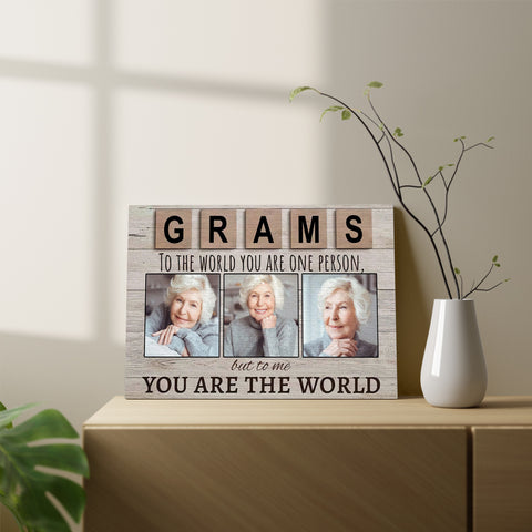 Unique Gifts For Grandma, Granms You Are World Wooden Background, Personalized Canvas Wall Art, Gifts For Grandma Nana From Grandkids, Poster Prints Wall Decor, Gifts For Christmas
