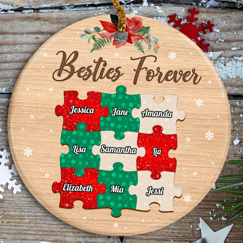 Personalized Friends Cute Forever Ornament, Custom Names Friendship Christmas, Friends Holiday Keepsake Tree Decoration, Personalized Christmas Ornament, Gifts For Unbiological Sister