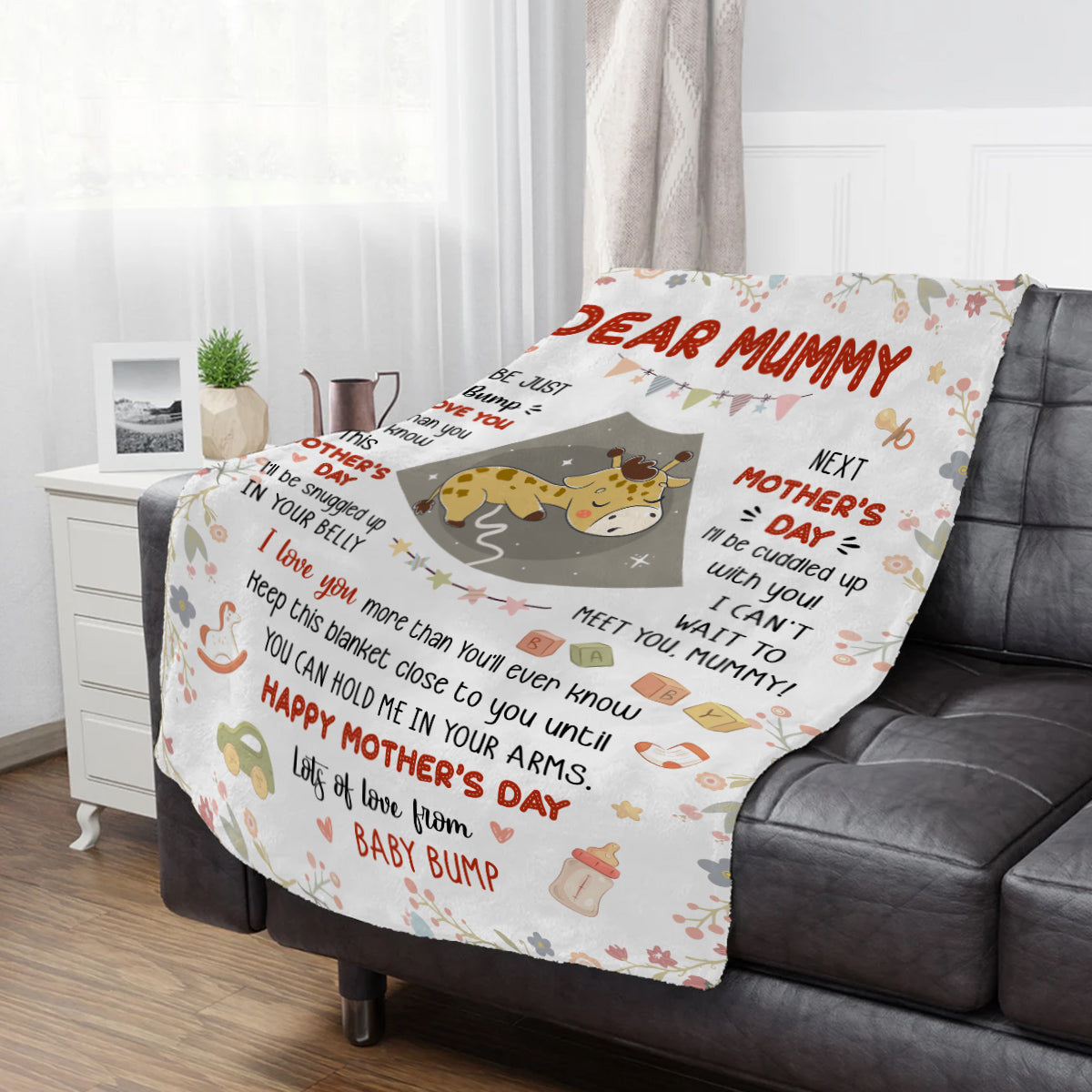 Mom To Be Gifts, I Can't Wait To Meet You 1st Mothers Day Baby Giraffe Sleeping In Mommy's Belly  Blanket, Gifts For New Mom