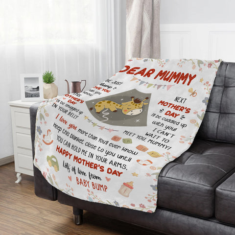 Mom To Be Gifts, I Can't Wait To Meet You 1st Mothers Day Baby Giraffe Sleeping In Mommy's Belly  Blanket, Gifts For New Mom