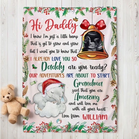 New Dad Gifts, Baby Ultrasound In Bell And Elephant Daddy Are You Ready Our Adventures Blanket, Gifts For New Daddy, Fleece Sherpa, New Dad Blanket, Gifts For Xmas