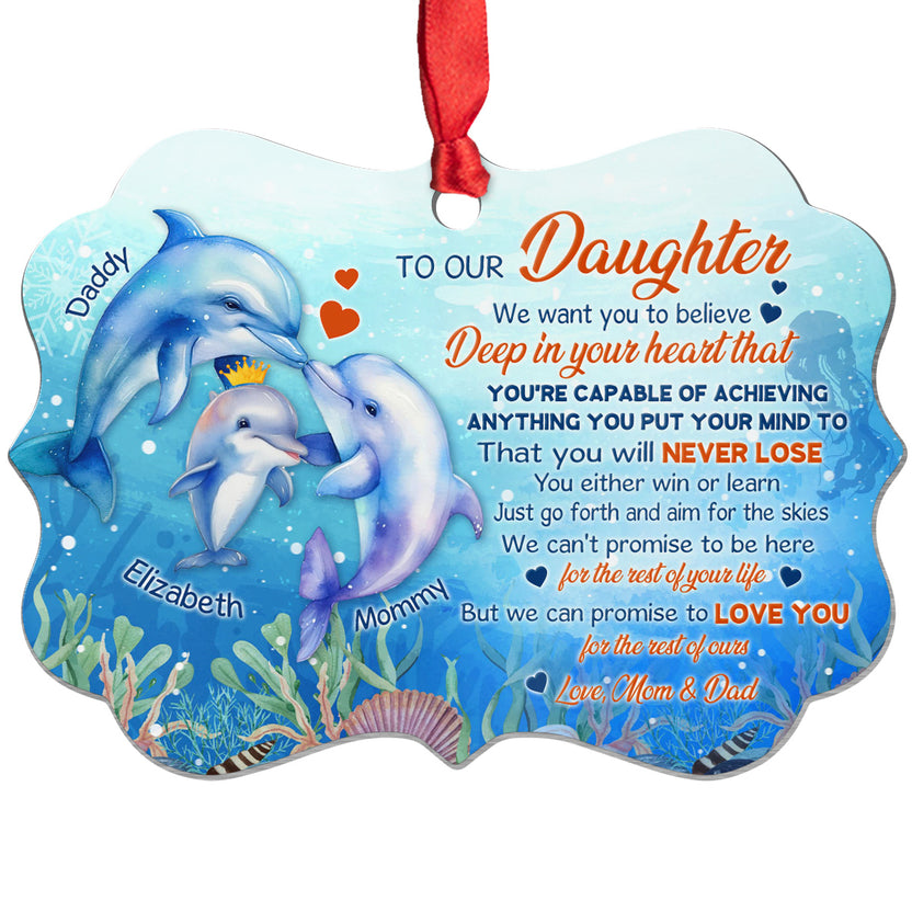 Daughter Gifts, Ocean Fish Family You're Capable Of Achieving Anything Medallion Aluminum Ornament For Girls From Dad Mom