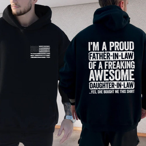 I'm A Proud Father In Law Of A Freaking Awesome Daughter In Law T Shirt, Funny Father In Law Shirt, Father's Day Gift For Fil, Unisex Regular Fit Crewneck Tee, Classic Streetwear