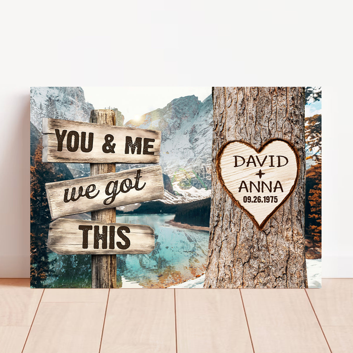 You & Me, We Got Rustic Wood Sign And Tree Heart Design, Personalized Canvas Wall Art, Gifts For Him Her From Darling, Poster Prints Wall Decor, Gifts For Valentine Anniversary