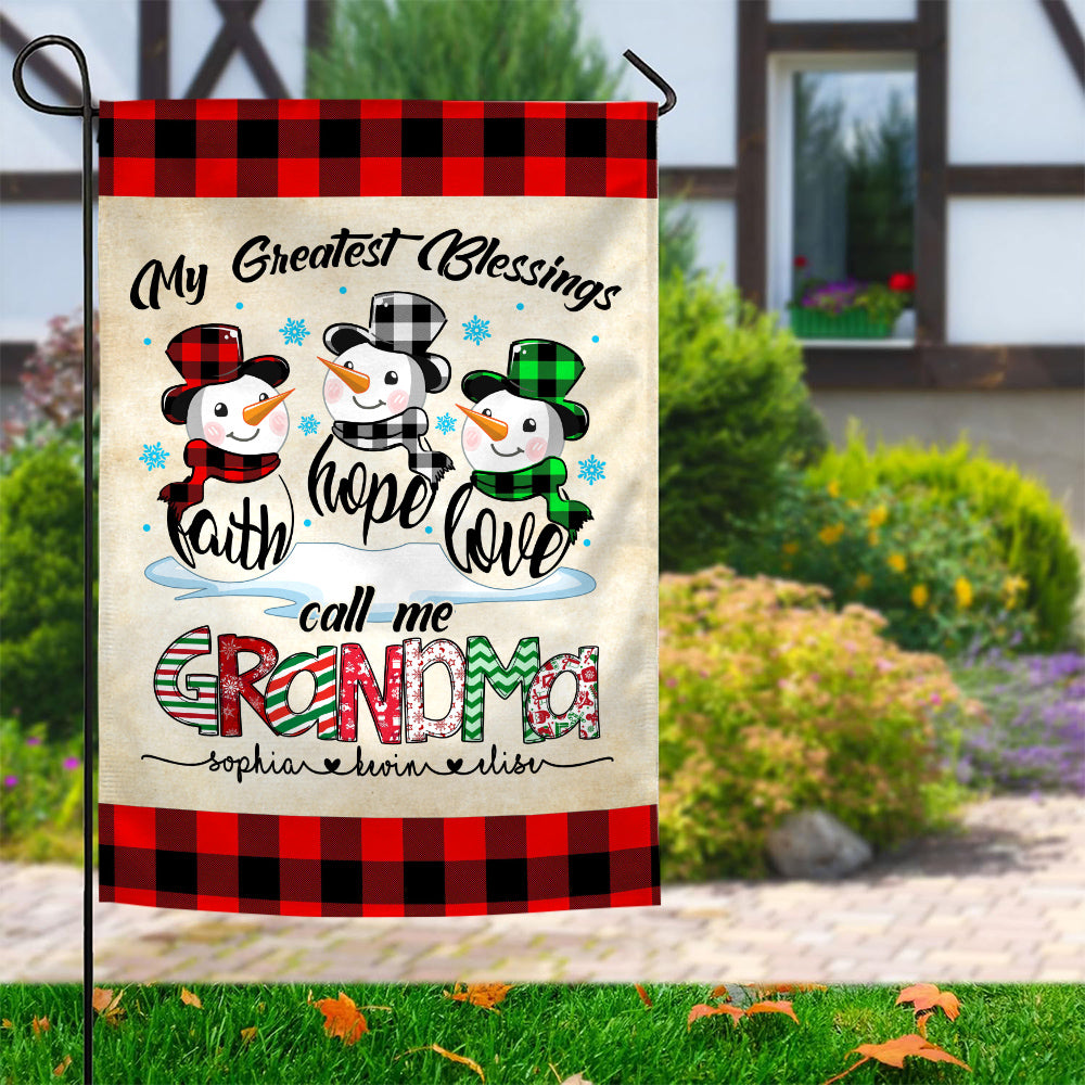 Custom Grandma Christmas Flag, Hope Love Family Names Banner, Holiday Yard Decor, Grandma Christmas Garden Banner, Holiday Lawn Sign, Personalized Garden Flag, Gifts For Nana From Kids