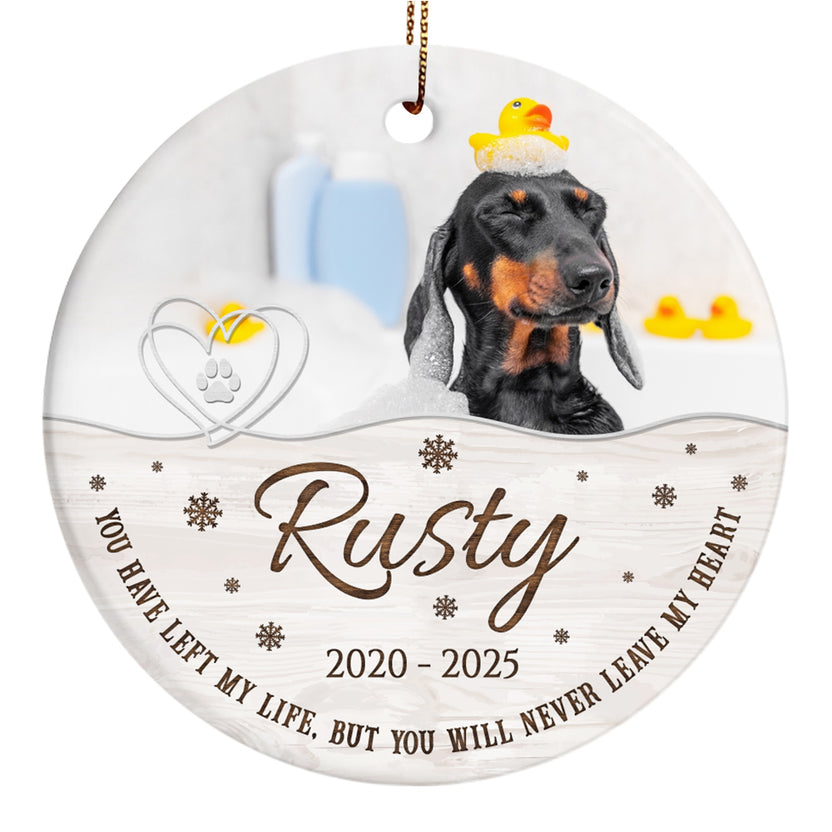 Pet Loss Gifts, You Have Left My Life, But You Will Never Leave My Heart, Personalized Pet Memorial Ornament With Photo, Gifts For Loss Of Dog, Tree Decor Christmas Ornament