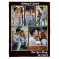 Personalized Photo Blanket, “Our Love Story” Couple Blanket, Custom Names Date Throw, Romantic Anniversary Gift, Cozy Fleece Memory Blanket