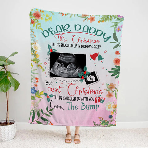 Expecting Parents Gifts, I’ll Be Snuggled Up In Mommy’s Belly, Personalized Photo Blanket, Gifts For New Daddy, Fleece Sherpa Blanket, Expectant Parents Blanket, Gifts For Birthday Xmas