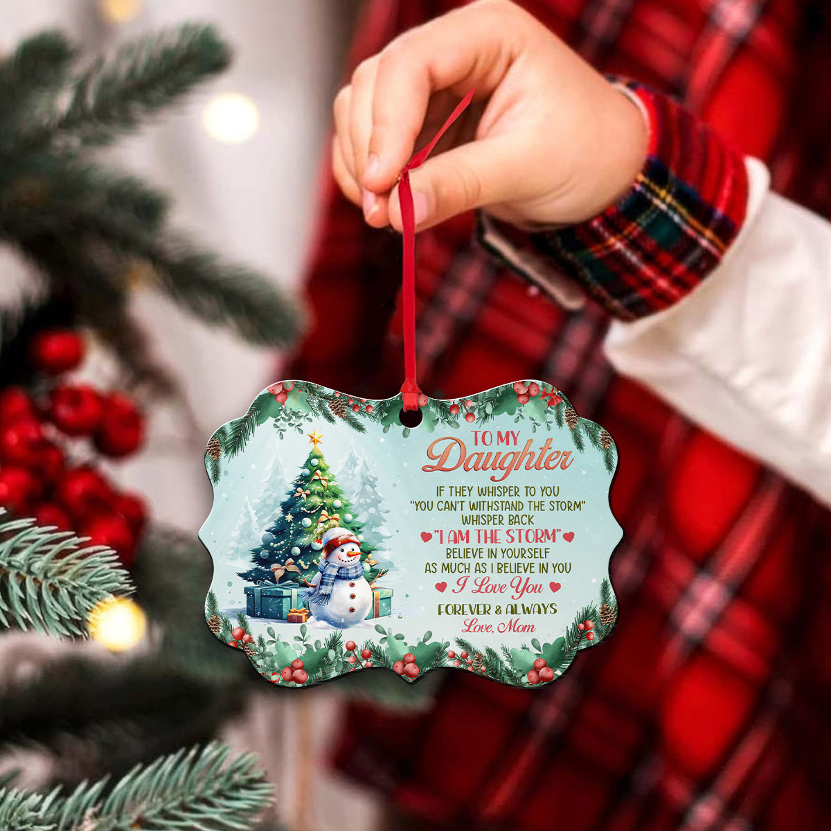 If They Whisper To You Cute Winter Theme, To My Daughter Aluminum Ornament, Mom Daughter Christmas Tree Ornament, Holiday Decoration Keepsake, Gifts For Girl From Mom Mother