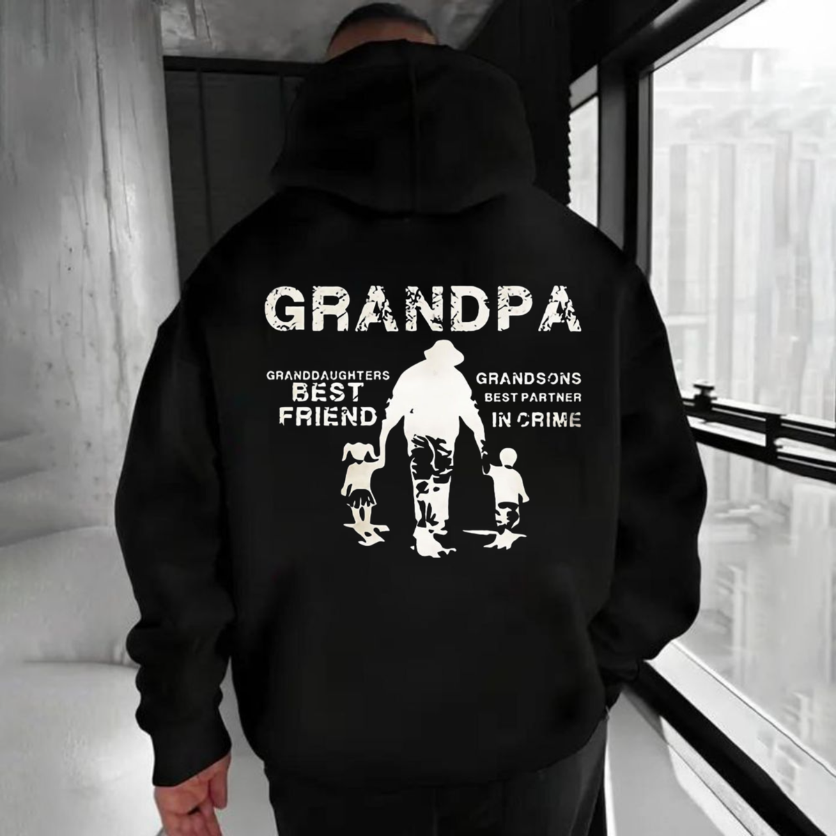 Grandpa Back Print T Shirt, Granddaughters B*St Friend Grandsons B*St Partner In Crime Shirt, Grandfather Gift, Fathers Day Gift For Men, Unisex Crewneck Pullover Tee, Classic Streetwear