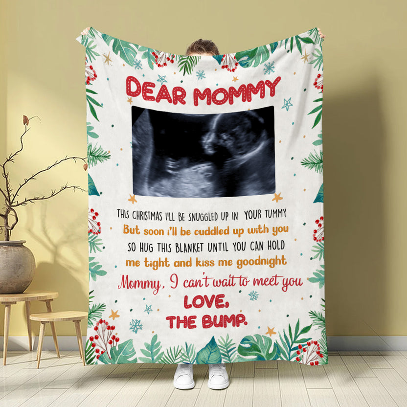 Mom To Be Gifts, This Christmas I Am Snuggled Up In Your Tummy Upload Baby Ultrasound, Personalized Blanket, Gifts For New Mommy, Fleece Sherpa, New Mom Blanket, Gifts For Xmas
